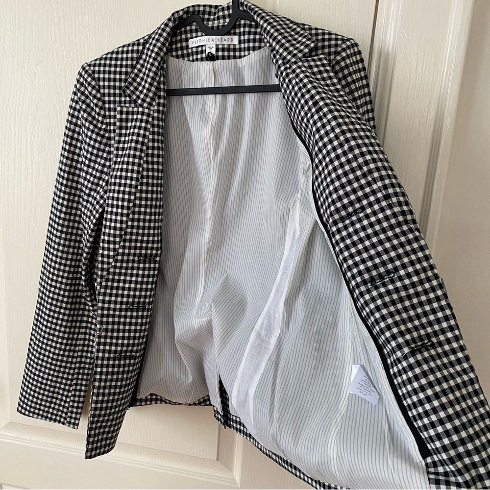 $645 Veronica Beard Cottage Black/White Gingham Plaid Dickey Jacket Blazer Sz 6 - Picture 13 of 14